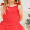 Tie Up Waffle Tutu Dress - Red