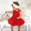 Tie Up Waffle Tutu Dress - Red