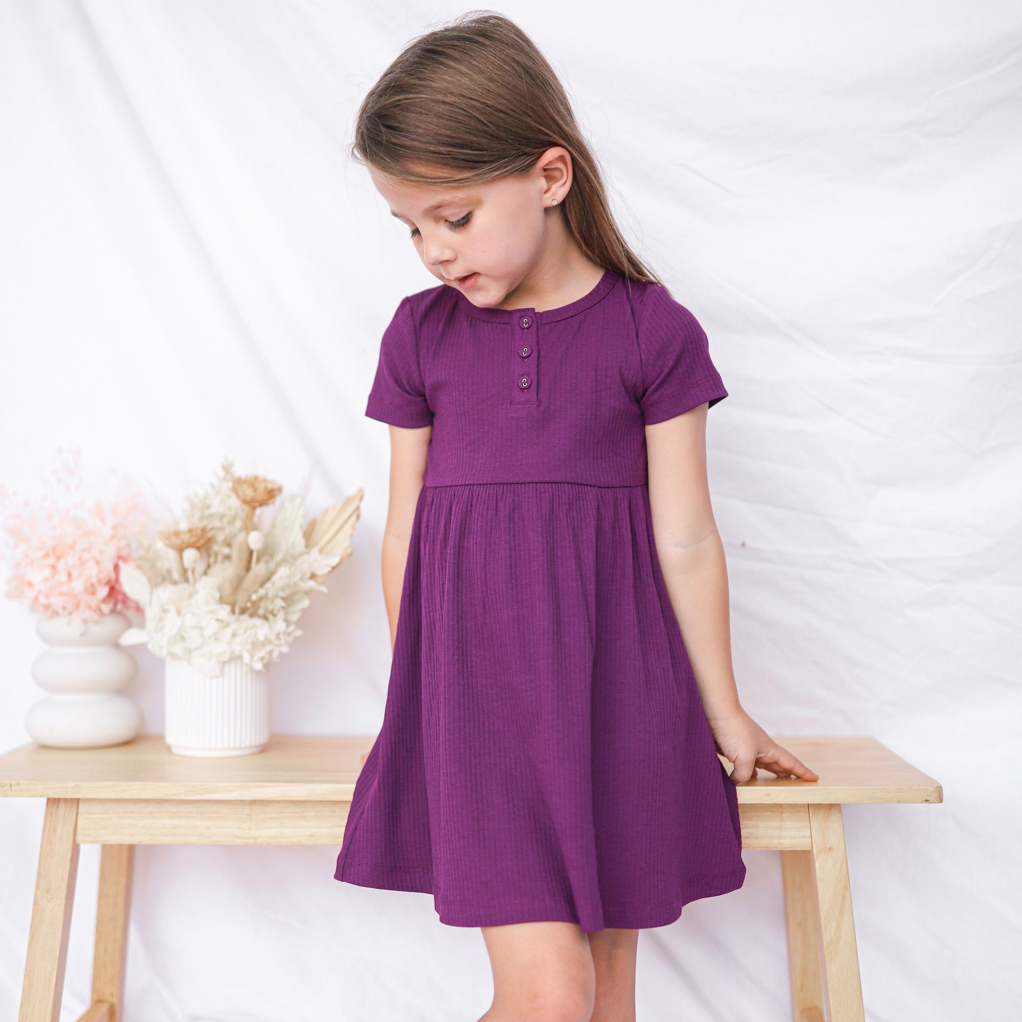 Cozy Basic SS Dress - Regal Purple
