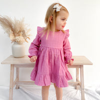 Muslin Ruffle Dress - Rose Mist