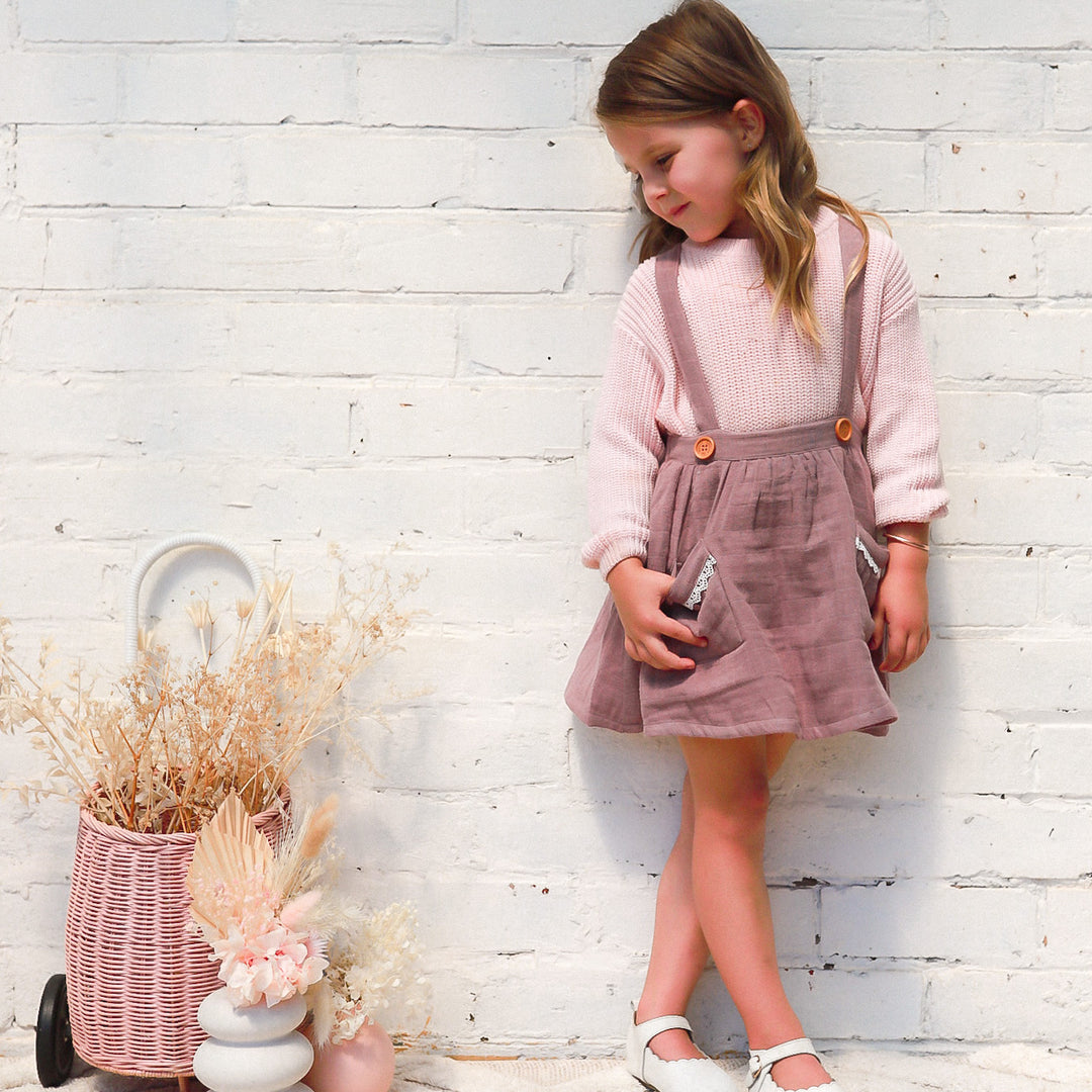 Muslin Suspender Skirt - Rose Taupe