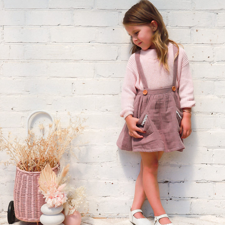 Muslin Suspender Skirt - Rose Taupe