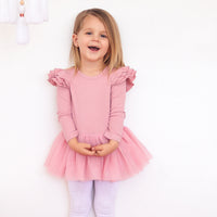 Cozy LS Tutu Dress - Rosewater