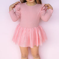 Cozy LS Tutu Dress - Rosewater
