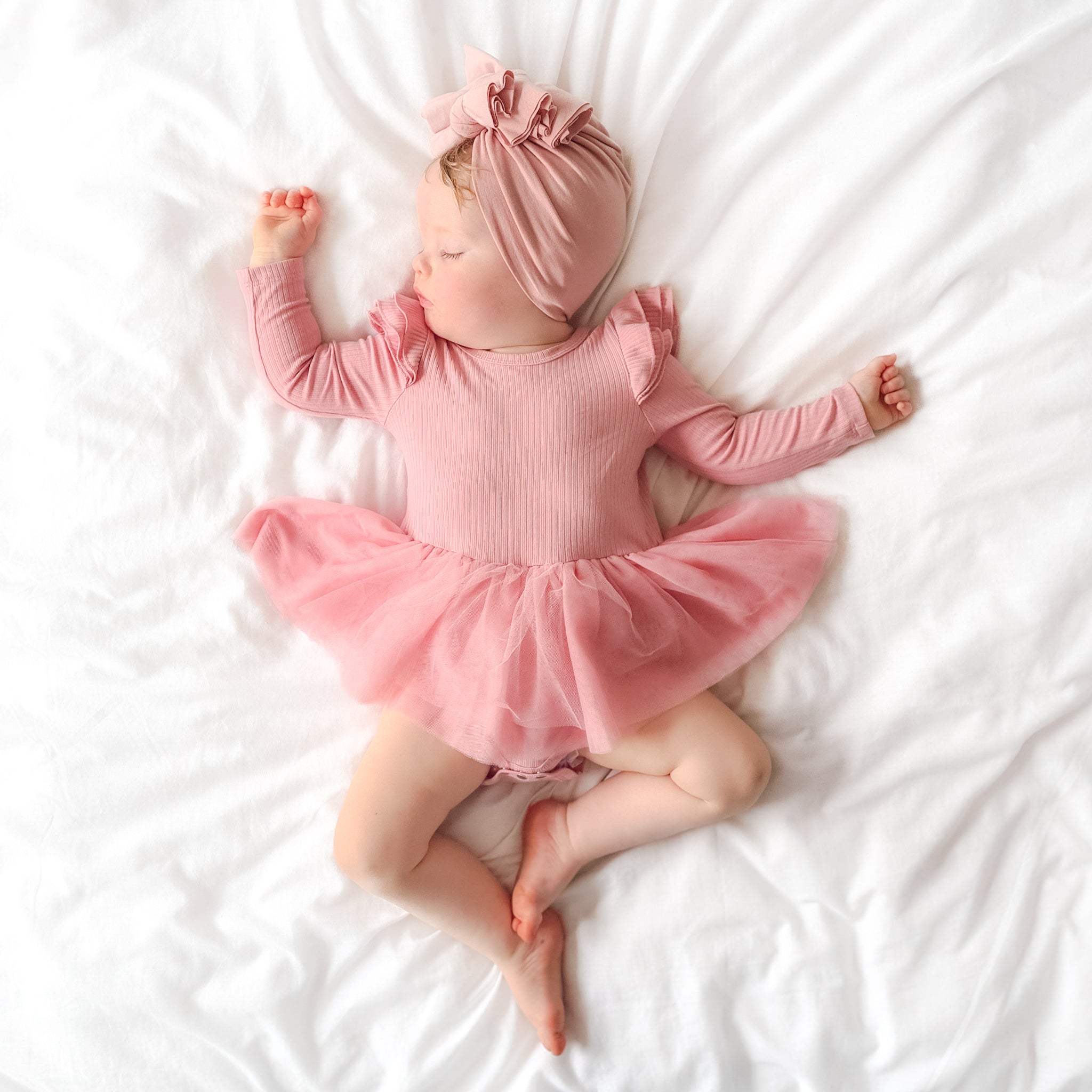 Cozy LS Tutu Dress - Rosewater
