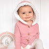 Fur Hood Knitted Cardigan - Rosewater