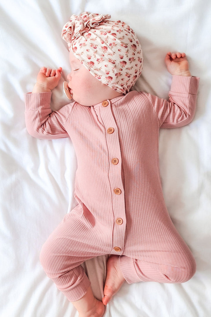 Cozy Long Sleeve Louie Romper - Rosewater