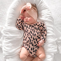 Leopard Knitted Romper - Rosewood