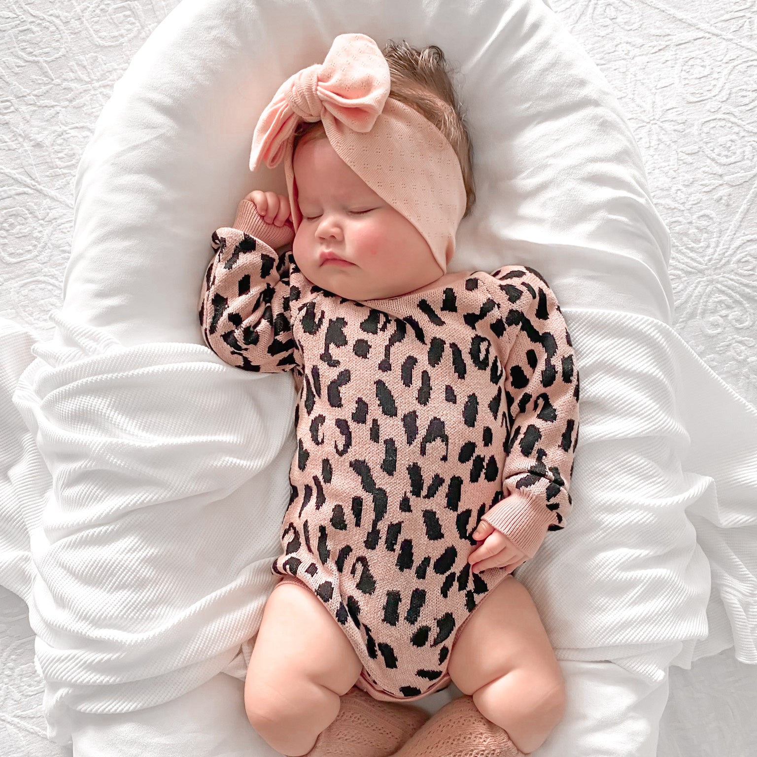 Leopard Knitted Romper - Rosewood