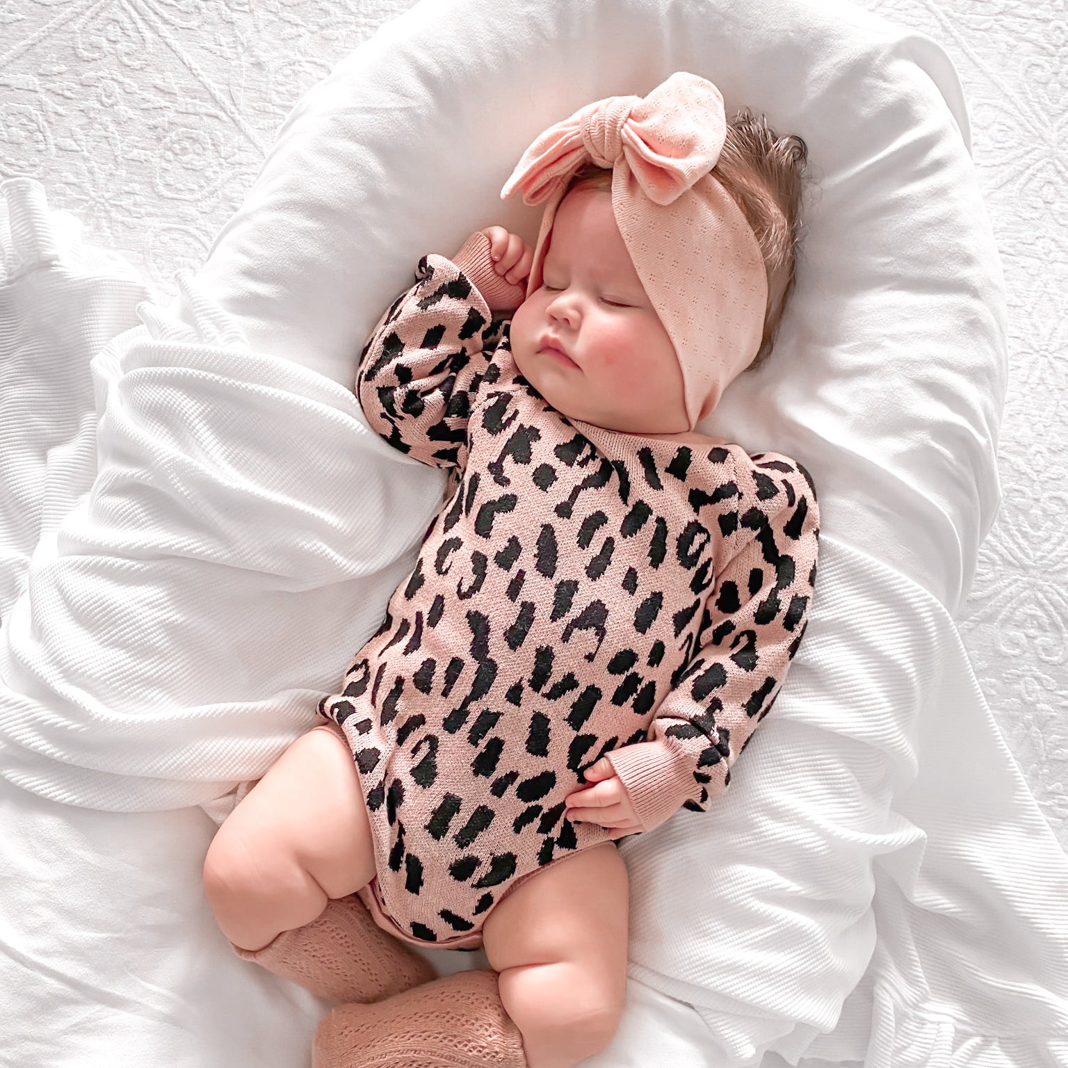 Leopard Knitted Romper - Rosewood