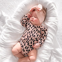 Leopard Knitted Romper - Rosewood
