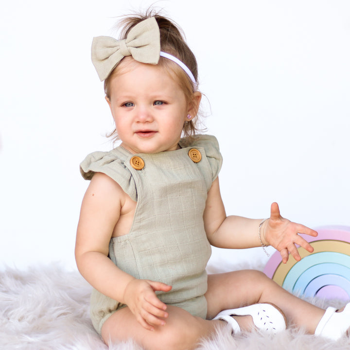 Muslin Button Romper - Sage