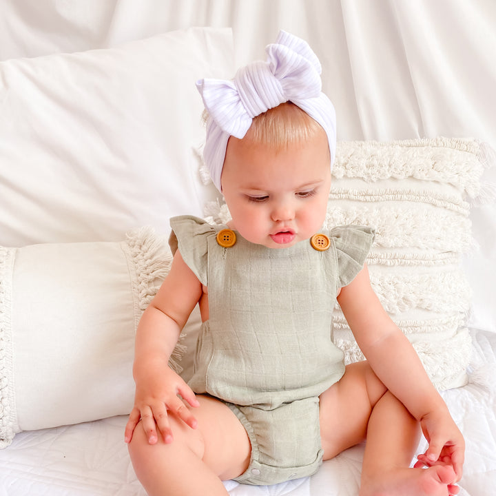 Muslin Button Romper - Sage
