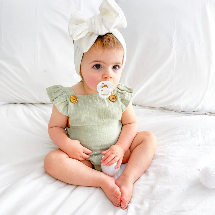 Muslin Button Romper - Sage