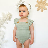 Muslin Button Romper - Sage