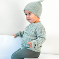 Knitted Bear Beanie - Sage