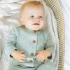 Waffle Long Sleeve Louie Romper - Seafoam