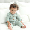 Waffle Long Sleeve Louie Romper - Seafoam