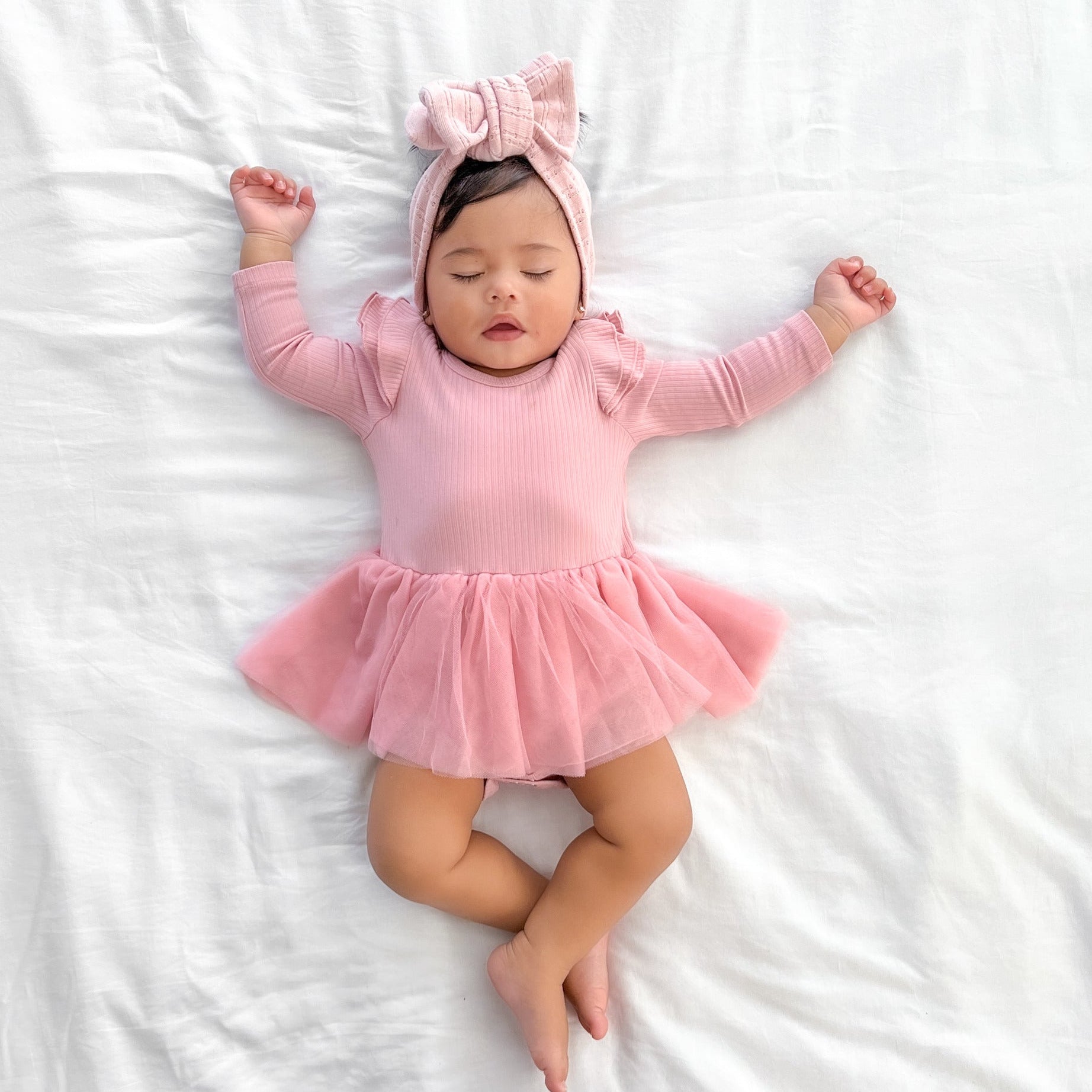 Cozy LS Tutu Dress - Rosewater