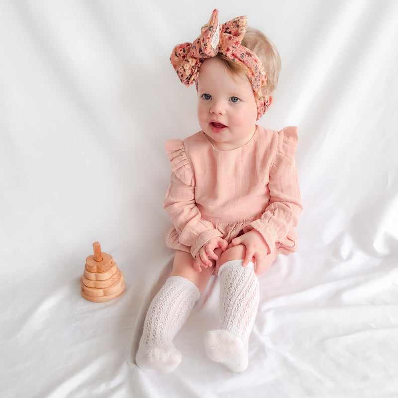 Muslin LS Bubble Romper - Vintage Pink
