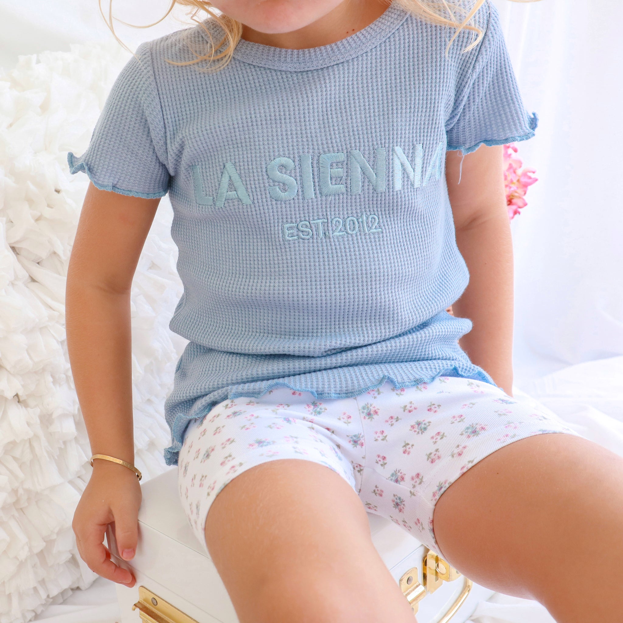 Logo Waffle Tee - Blue Mist