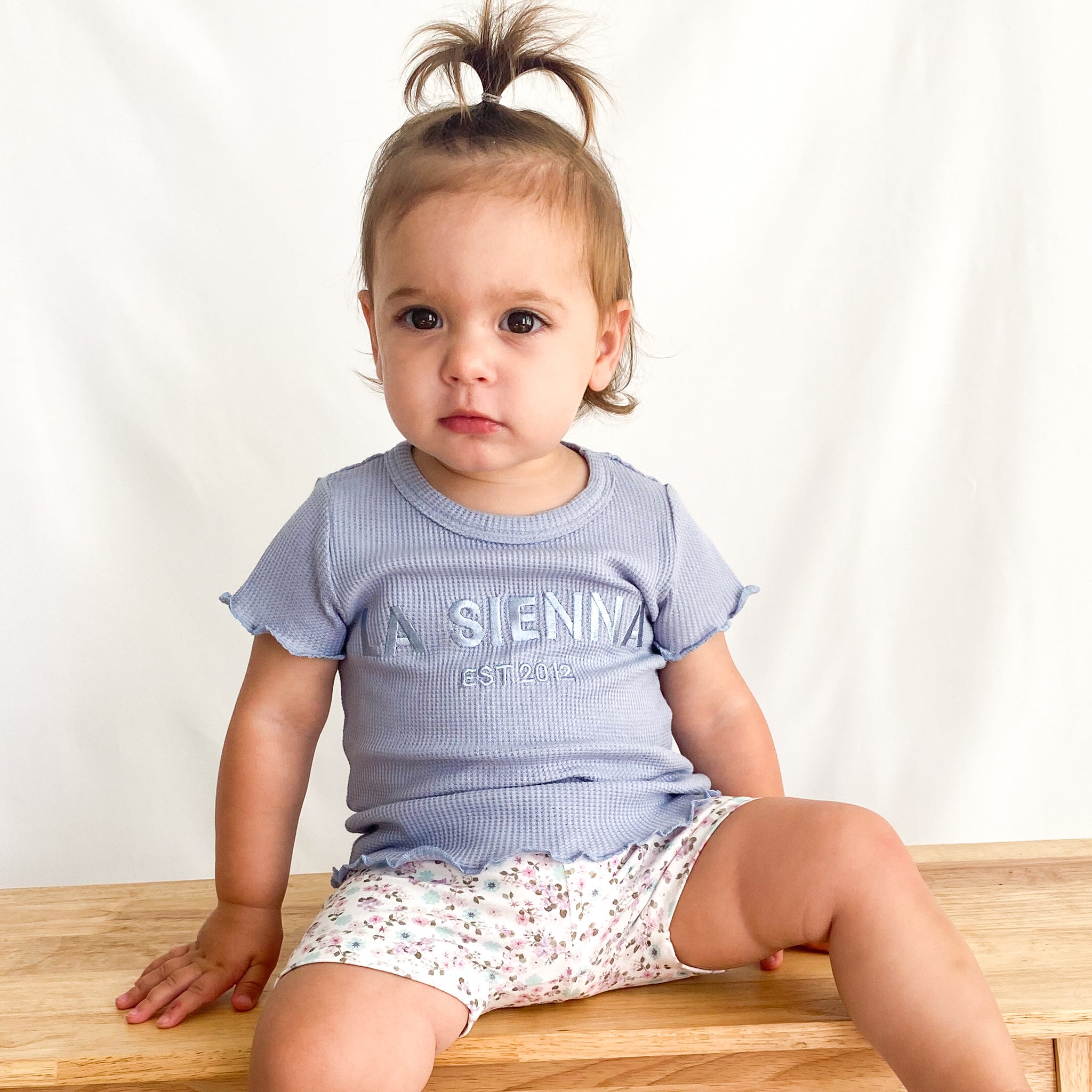 Logo Waffle Tee - Blue Mist