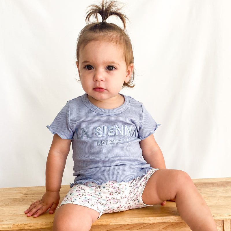 Logo Waffle Tee - Blue Mist