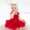 Tie Up Waffle Tutu Dress - Red