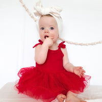 Tie Up Waffle Tutu Dress - Red