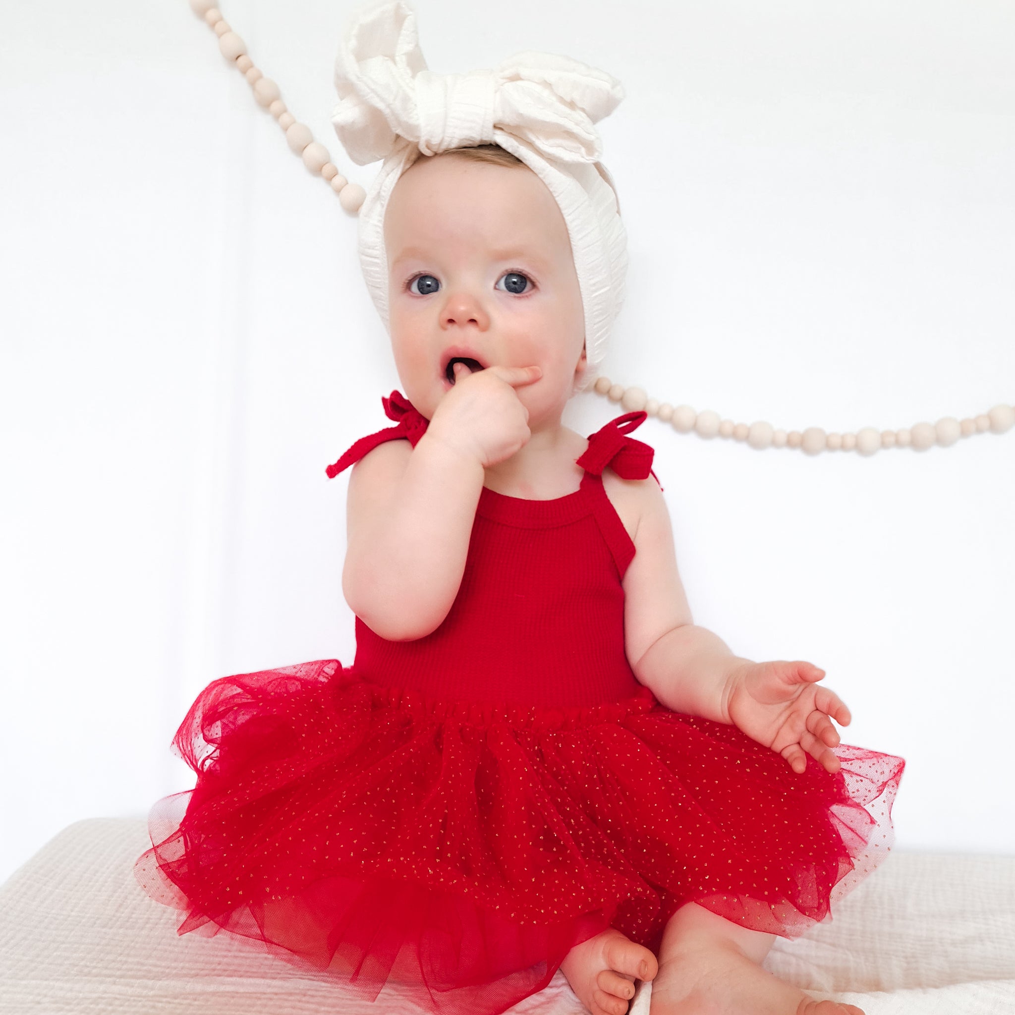 Tie Up Waffle Tutu Dress - Red