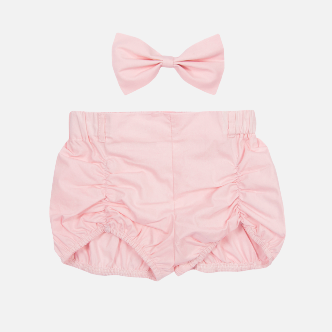 Shorts & Bow - Baby Pink