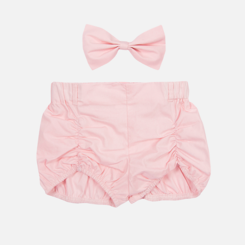 Shorts & Bow - Baby Pink