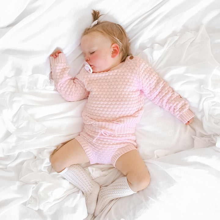 baby pink bubble knitted bloomers