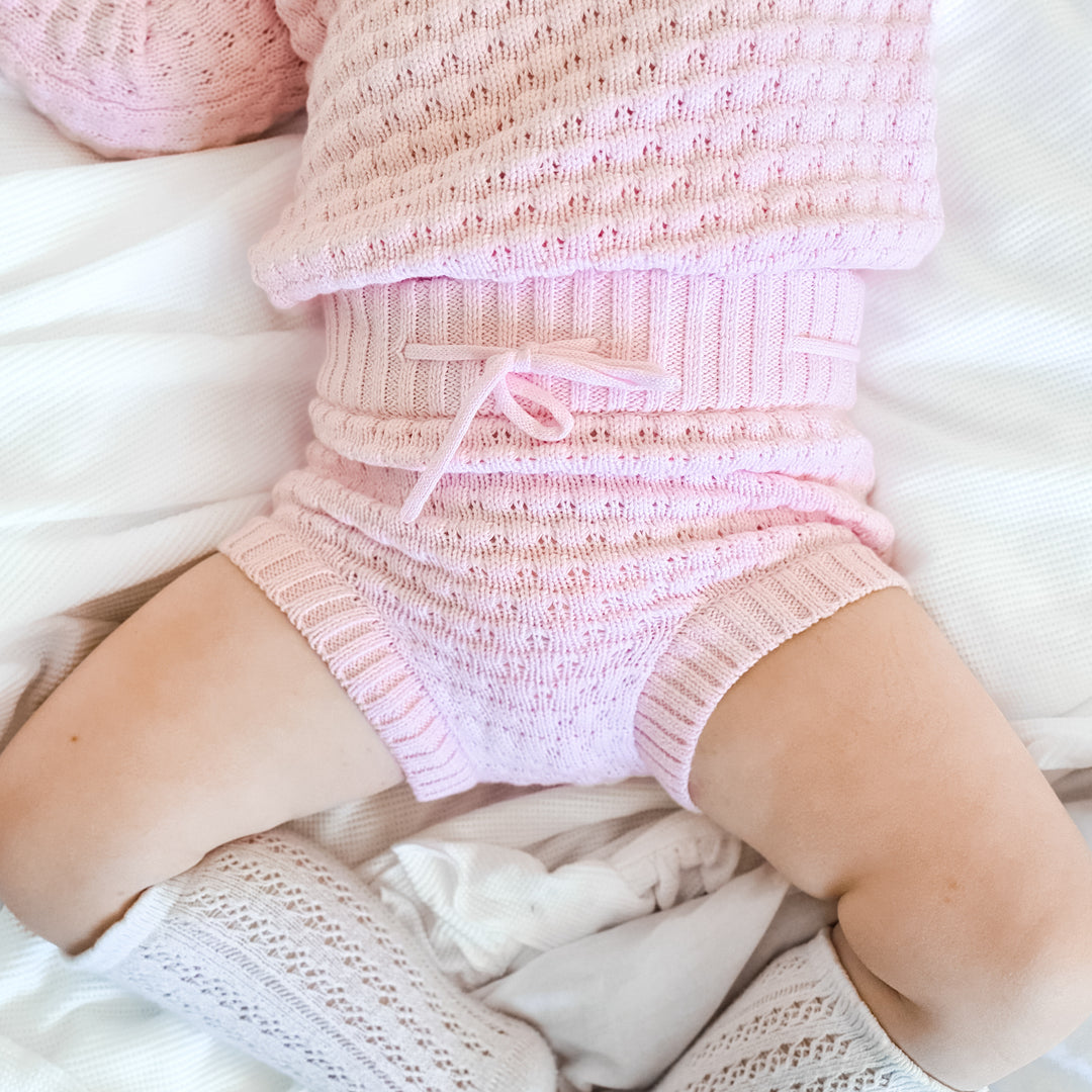 baby pink bubble knitted bloomers