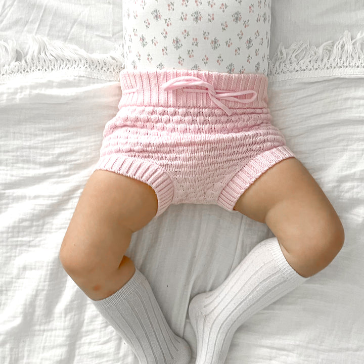 baby pink bubble knitted bloomers