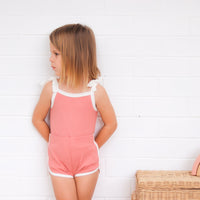 Cozy Vintage Tie-Up Singlet & Shorts Set - Burnt Rose