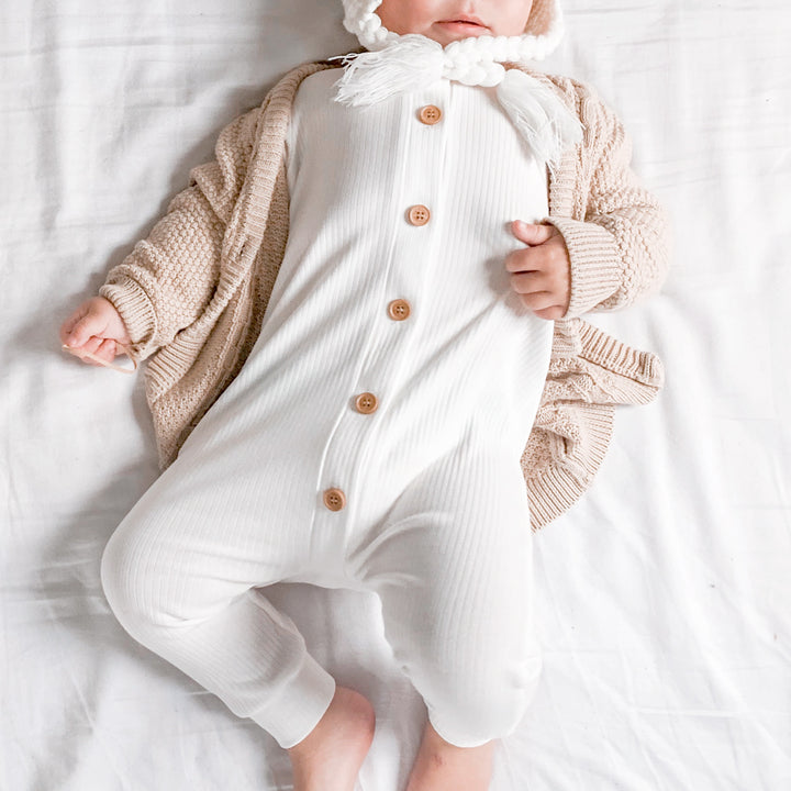 baby long sleeve white romper