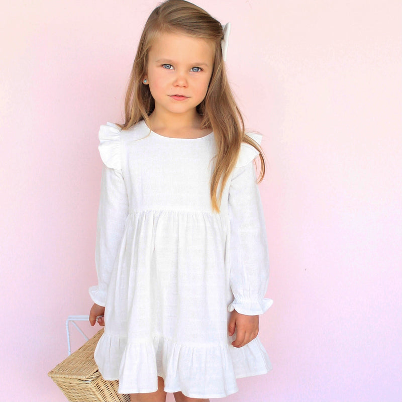 Muslin Ruffle Dress - Coconut