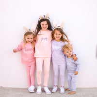 Easter Personalised Crew Neck - Bunny W/ Bow - Peach