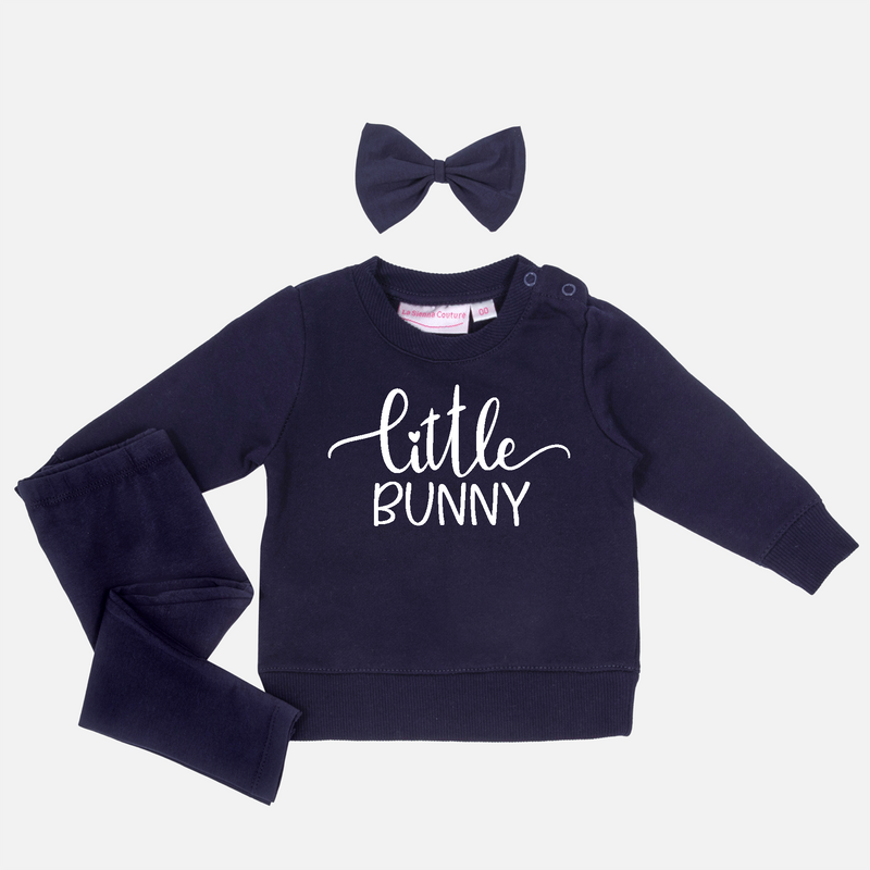 Easter Personalised Crew Neck - Little Bunny - Text Only - Navy