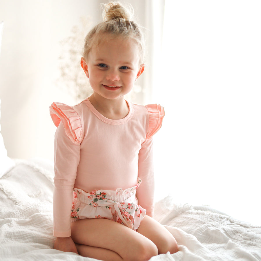 Long Sleeve Flutter - Peach – La Sienna Couture