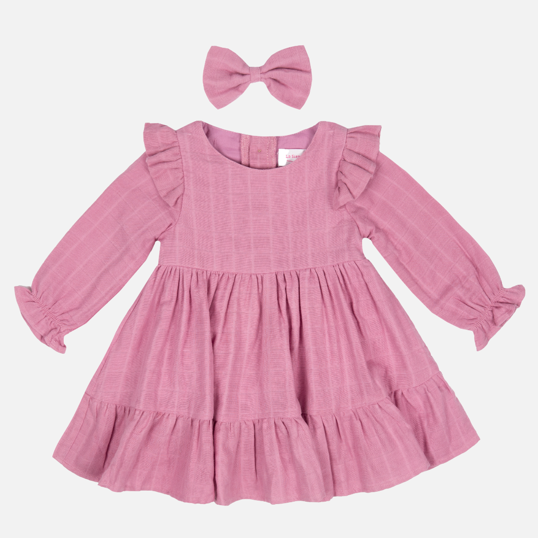 Muslin Ruffle Dress - Rose Mist