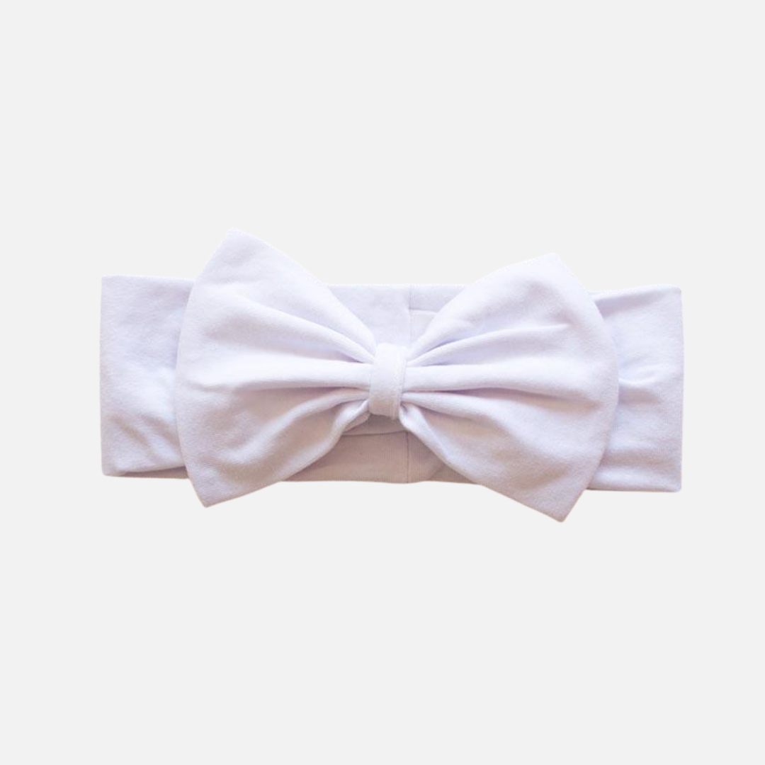 Stretchy Bow Headband - White