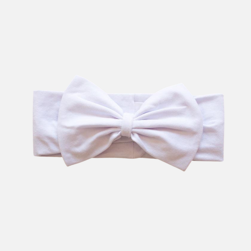 Stretchy Bow Headband - White