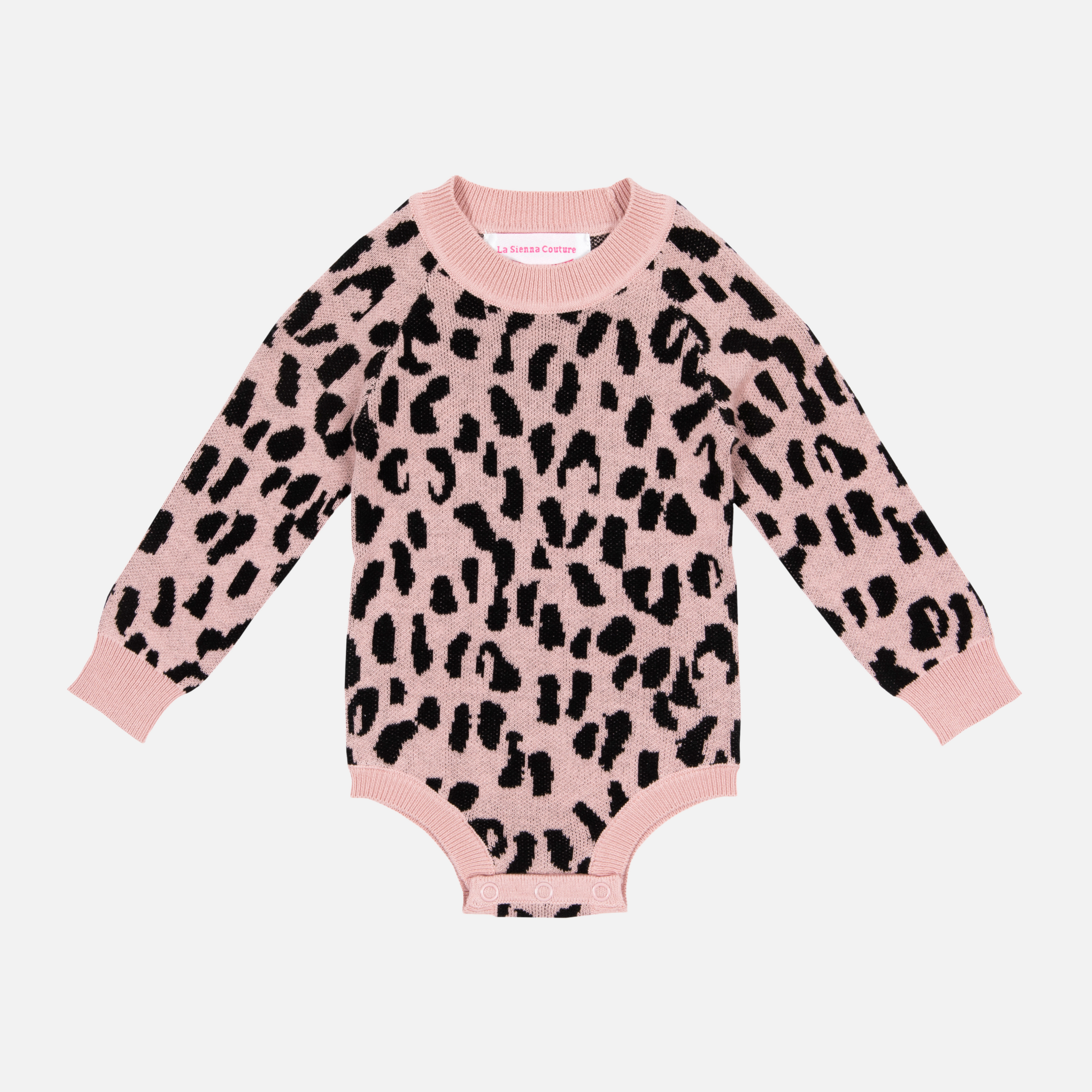 Leopard Knitted Romper - Rosewood