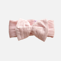 Ribbed Bow Headband - Baby Pink