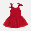 Tie Up Waffle Tutu Dress - Red