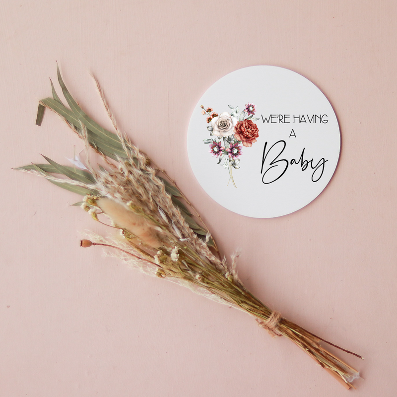 Acrylic Disc - We're Having a Baby - Floral
