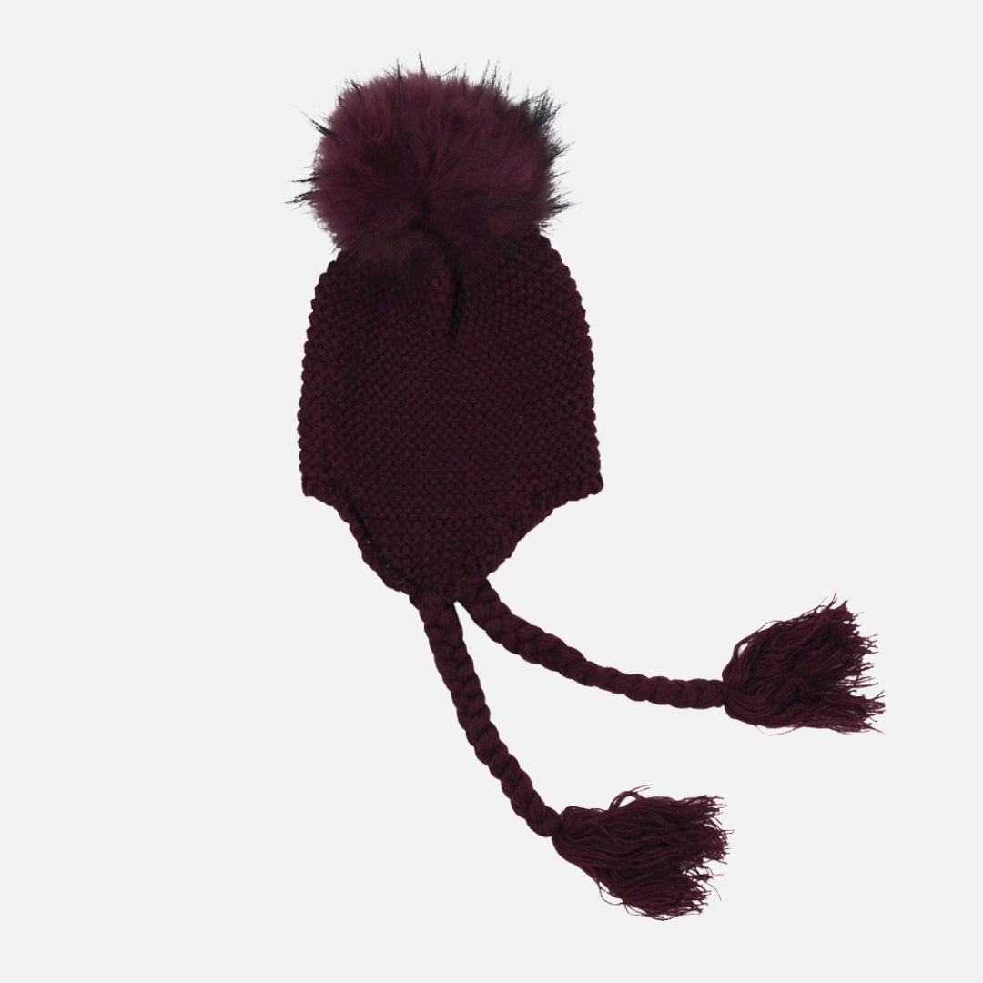 Pom Pom Beanie - Plum