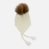 Pom Pom Beanie - Ivory w/ Brown Pom